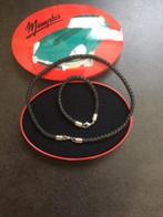 Memphis zwarte leren ketting en armband, Sieraden, Tassen en Uiterlijk, Ophalen, Nieuw, Zwart, Overige materialen