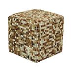 Vintage Vierkante Poef Geitenleer Patchwork Mozaïek Patroon, Minder dan 50 cm, Gebruikt, Vierkant, Ophalen of Verzenden
