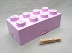 Roze Lego steen - opbergdoos lunchbox broodtrommel., Kinderen en Baby's, Speelgoed | Duplo en Lego, Ophalen of Verzenden, Gebruikt