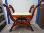 Antieke Franse kruk, Empire Stijl Mahoniehouten Tabouret, Ophalen