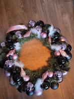 Kerstkrans zwart met roze, UNIEK, 47 cm, incl. verlichting, Diversen, Kerst, Ophalen, Nieuw