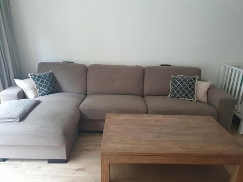 Taupe kleurige hoekbank, Huis en Inrichting, Banken | Complete zithoeken, Zo goed als nieuw, Stof, Ophalen