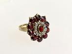 Ring goud parel granaat, Sieraden, Tassen en Uiterlijk, Antieke sieraden, Ophalen of Verzenden, Goud, Ring, Met edelsteen