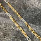 14k gouden koningsketting platte schakel massief 70cm, Sieraden, Tassen en Uiterlijk, Kettingen, Ophalen of Verzenden, Zo goed als nieuw