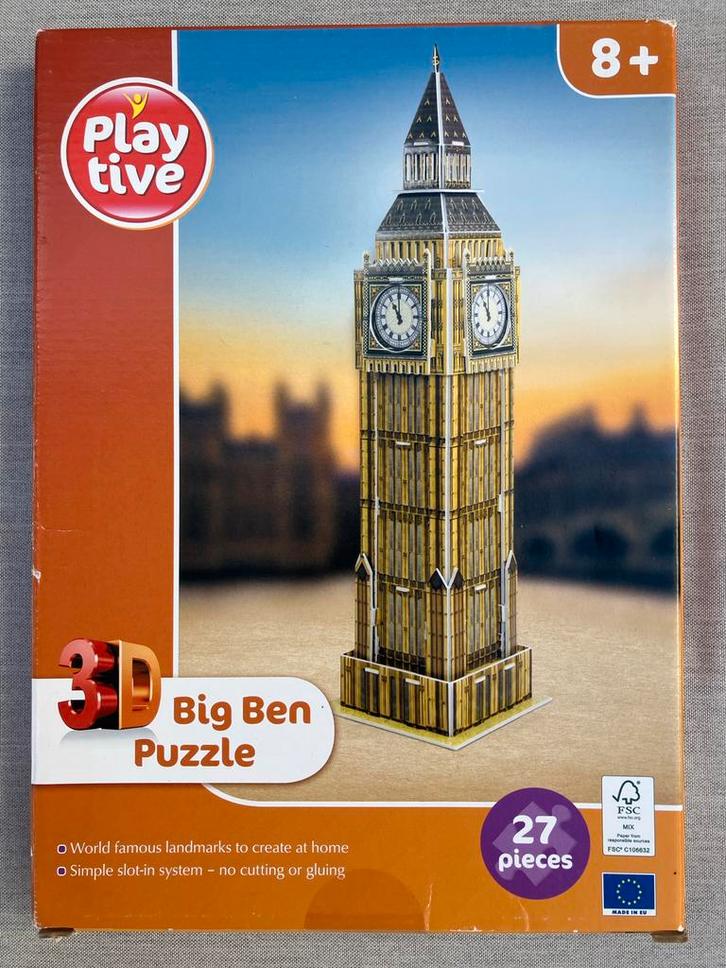 Playtive 3D Big Ben Puzzel - Nieuw, Hobby en Vrije tijd, Denksport en Puzzels, Nieuw, Rubik's of 3D-puzzel, Minder dan 500 stukjes