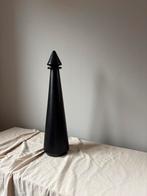 Vintage mat zwart glazen hoge vaas met stop h47cm, Zwart, Ophalen of Verzenden, Minder dan 50 cm, Glas