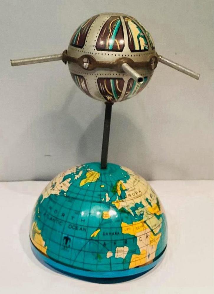 Ultra zeldzaam! 1950 Blikken Space Satelliet spaarpot,Japan, Antiek en Kunst, Antiek | Speelgoed, Ophalen