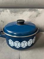 Blauwe Emaille Kookpan met Deksel, Huis en Inrichting, Keuken | Potten en Pannen, Kookpan of Snelkookpan, Overige materialen, Gebruikt