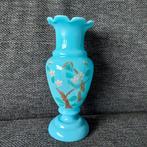 Vintage blauwe vaas met bloemmotief, Antiek en Kunst, Antiek | Vazen, Ophalen of Verzenden
