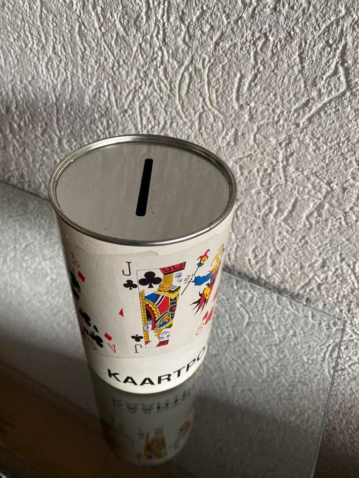 Vintage Kaartpot Spaarpot, Verzamelen, Spaarpotten, Gebruikt, Overige thema's, Overige materialen, Ophalen of Verzenden