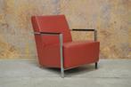 ZGANieuw! rode leren Harvink Alowa design fauteuil, Design, Metaal, 75 tot 100 cm, Zo goed als nieuw