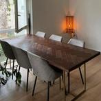 Visgraat eettafel, Ophalen, 100 tot 150 cm, Zo goed als nieuw, Vijf personen of meer