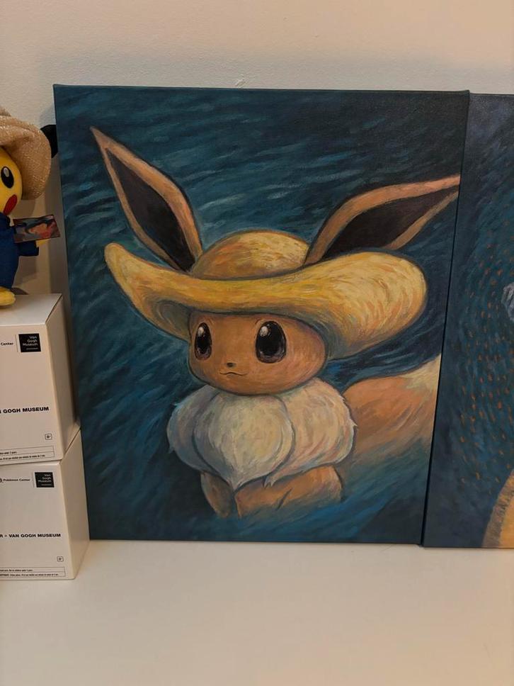 Pokémon Van Gogh Eevee - Officiële Pokémon Center, Antiek en Kunst, Kunst | Schilderijen | Klassiek, Ophalen of Verzenden