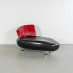 ACTIE!! 1x Leolux Kikko Chaise Longue Zwart/Rood - Chroom, Eenpersoons, Ophalen of Verzenden, Zo goed als nieuw, Metaal