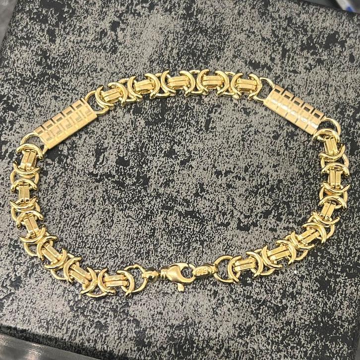 14k gouden armband plat koningsschakel nieuw, Sieraden, Tassen en Uiterlijk, Armbanden, Zo goed als nieuw, Ophalen of Verzenden