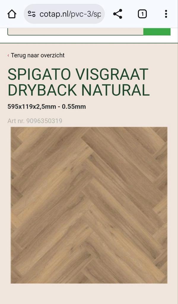Pvc visgraat Spigato Natural Oak 3503 - 75m², Huis en Inrichting, Stoffering | Vloerbedekking, Nieuw, Overige typen, 75 m² of meer
