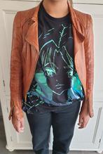Zara Trafaluc brown leather biker jacket S, Maat 38/40 (M), Bruin, Zara, Ophalen of Verzenden
