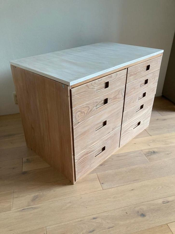Vintage Ivar dubbel ladenblok, Huis en Inrichting, Kasten | Ladekasten, Zo goed als nieuw, Minder dan 100 cm, 25 tot 50 cm, 3 of 4 laden