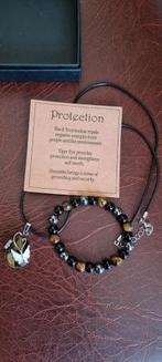 Set Armband en Bloemenketting Tijgeroog, Zwarte Obsidiaan., Verzenden, Nieuw, Overige kleuren, Overige materialen