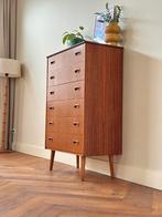 Vintage ladekast teak hout jaren 50/60 Deens Scandinavisch, Huis en Inrichting, Kasten | Ladekasten, Ophalen, Gebruikt, 100 tot 150 cm