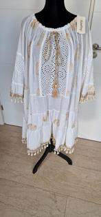 57)Te koop nieuwe wit/goud ibiza jurk/tuniek 1maat 48/52, Nieuw, Ophalen of Verzenden, Newday, Wit