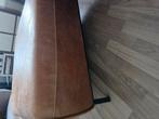 Poef/hocker leer cognac bruin, Ophalen, Eenpersoons, Zo goed als nieuw, Minder dan 150 cm