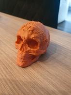 Oranje 3D Geprinte Schedel met Bloemen, Antiek en Kunst, Kunst | Beelden en Houtsnijwerken, Ophalen