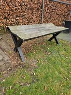 Kruispoot tafel opknapper, Ophalen, Gebruikt, 100 tot 150 cm, Eikenhout