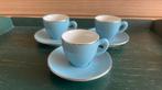 3 blauwe espresso kop en schotels Bavaria/Douwe Egberts p/3:, Ophalen of Verzenden, Zo goed als nieuw, Porselein, Kop en/of schotel
