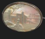 Prachtige 14 karaats Gouden Camee Broche handgesneden Camee, Antiek en Kunst, Verzenden