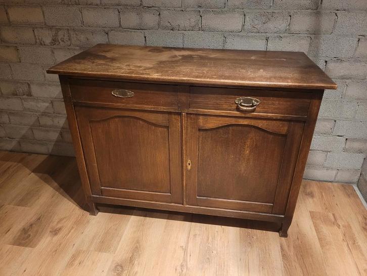 Massief Houten Retro Kastje, Huis en Inrichting, Kasten | Dressoirs, Gebruikt, 50 tot 100 cm, 25 tot 50 cm, Met lade(s), Met deur(en)