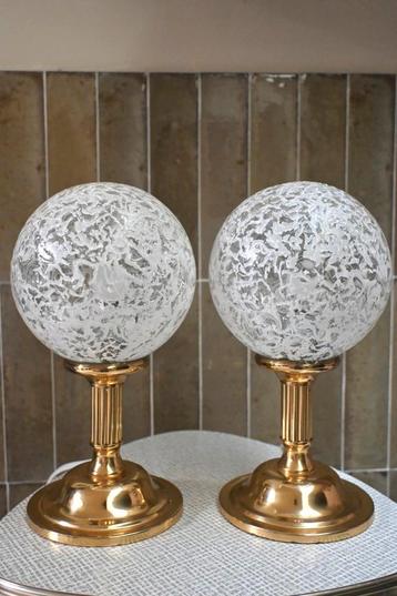 Prachtige set vintage messing tafellampen beschikbaar voor biedingen