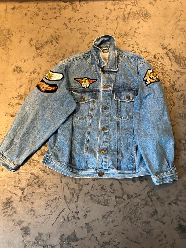 Hog  dames denim jack blauw L met patches, Motoren, Kleding | Motorkleding, Jas | textiel, Dames, Nieuw zonder kaartje, Ophalen of Verzenden