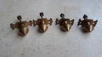 4 Koperen Kastknoppen met Beslag, Doe-het-zelf en Verbouw, Hang- en Sluitwerk, Ophalen of Verzenden