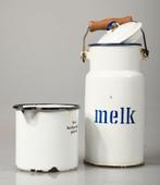 Maatkan en melkbus. Emaille, Antiek en Kunst, Antiek | Emaille, Ophalen of Verzenden