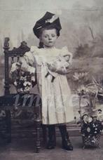 cdv meisje pop hoed bloemen Vlissingen 1890's, Gebruikt, Foto, Voor 1940, Kind