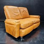 Set (2) Vintage leather high-back design sofa's, Italy 70's, Rechte bank, Gebruikt, Ophalen of Verzenden