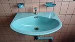 Blauwe vintage wastafel inclusief accessoires, Ophalen, Gebruikt, Chroom, Wastafel