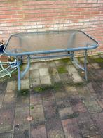 Tuintafel met glazen tafelblad, Tuin en Terras, Tuintafels, Ophalen, Gebruikt, Rechthoekig