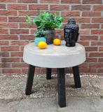 Stoere tafel dia 56cm staal met massief beton ZWAAR, Ophalen, Overige materialen, 50 tot 100 cm, Rond