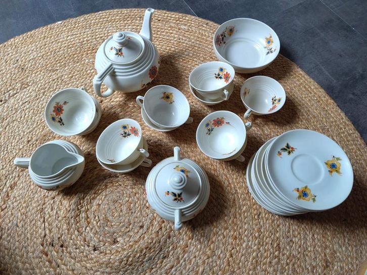 Jaren 30 Theeservies - Nieuwstaat!, Huis en Inrichting, Keuken | Servies, Nieuw, Compleet servies, Overige stijlen, Porselein