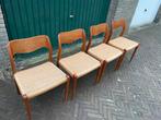 Niels Otto Møller Model 71 eetkamerstoelen 4st en tafel, Ophalen of Verzenden, Zo goed als nieuw, Bruin