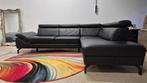 Zwarte leren Montel urban top design hoekbank 270x210 cm, 250 tot 300 cm, Hoekbank, Ophalen of Verzenden, Zo goed als nieuw