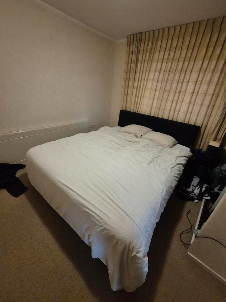 Bedframe met matrassen, Huis en Inrichting, Slaapkamer | Bedden, Gebruikt, Tweepersoons, Hout, Ophalen