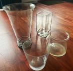4 glazen vazen, Overige kleuren, Ophalen of Verzenden, Minder dan 50 cm, Glas