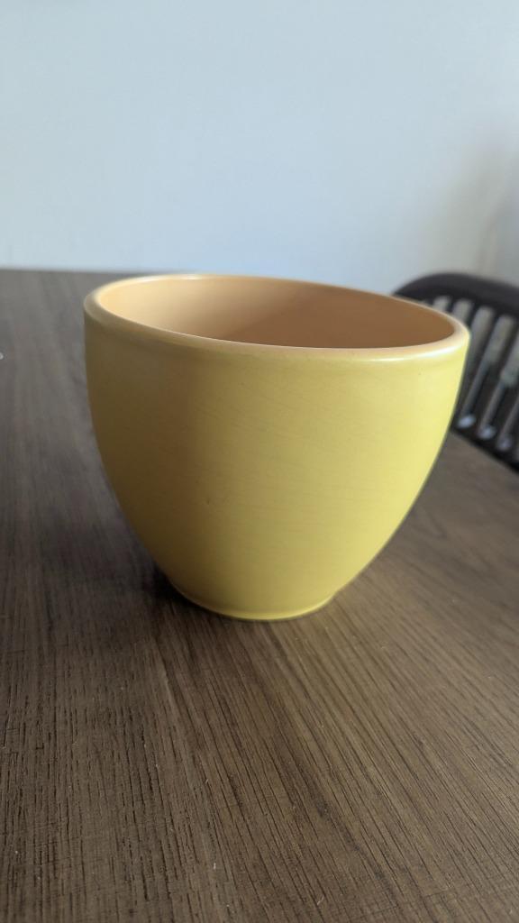 plantenpot geel, Tuin en Terras, Bloempotten, Gebruikt, Aardewerk, Binnen, Balkon, Tuin, Minder dan 40 cm, Minder dan 25 cm, Rond