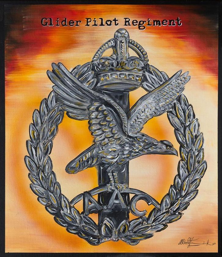 Schilderij embleem Glider Pilot ww2, Antiek en Kunst, Kunst | Schilderijen | Abstract, Ophalen of Verzenden