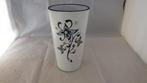 prachtige retro vaas met bloem versierd, Gebruikt, Overige kleuren, Aardewerk of Porselein, Ophalen of Verzenden