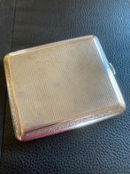 Verzilverde Sigarettendoos met Gravure, Antiek en Kunst, Ophalen of Verzenden, Zilver