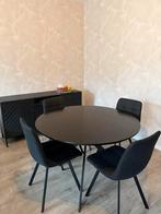 Woood Bruno ronde eettafel + 4 stoelen, Gebruikt, 100 tot 150 cm, Rond, Ophalen of Verzenden